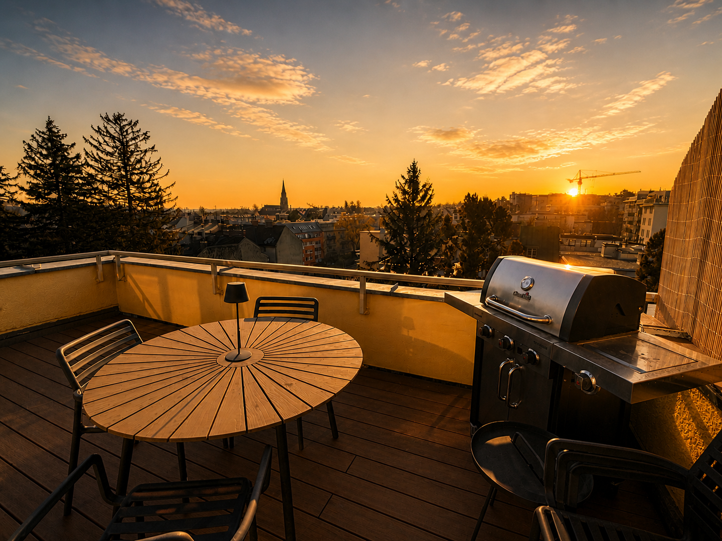 Terrasse im Sonnenuntergang
